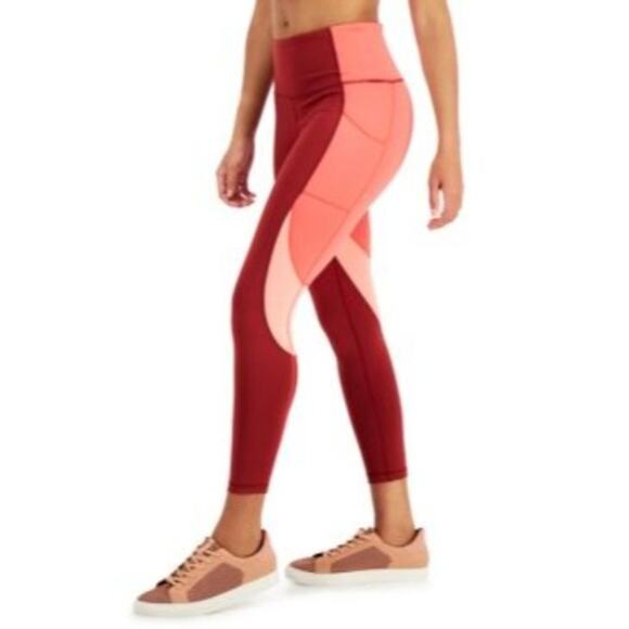ID Ideology Women's Colorblock 7/8 Leggings red, pink, XS - Picture 1 of 10